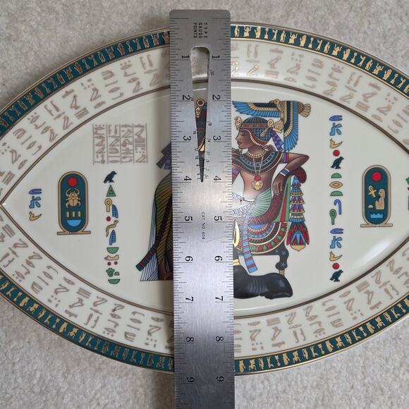 Limoges Fathi Mahmoud Porcelain Egyptian Hieroglyphics Oval Decorative Plate - Picture 15 of 16